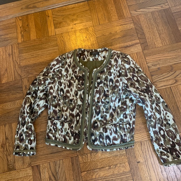 J Crew camo olive green patterned quilted blazer - Picture 2 of 6